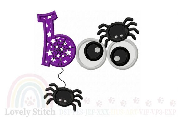 Boo Spider Applique Embroidery Design