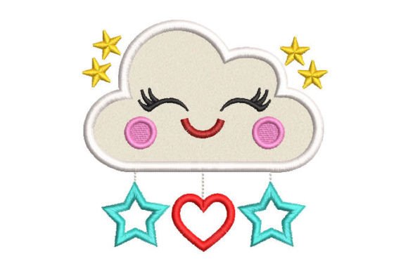 Cloud with Stars Embroidery Design