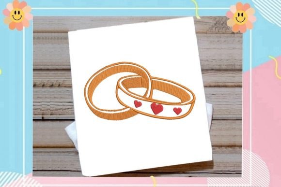 Crossed Wedding Rings Embroidery