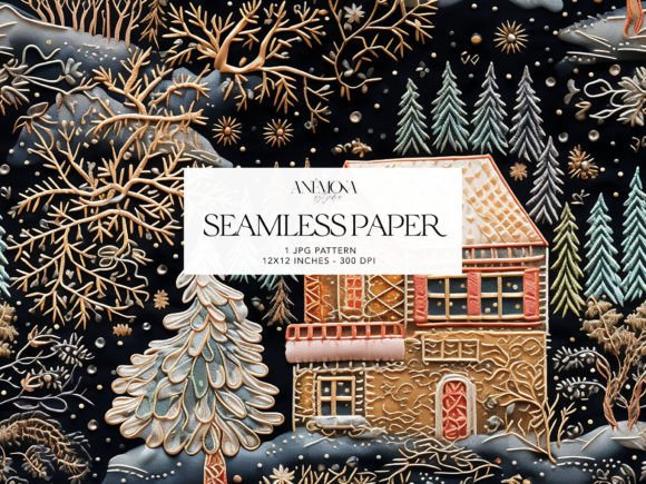Embroidery Gingerbread Village Paper