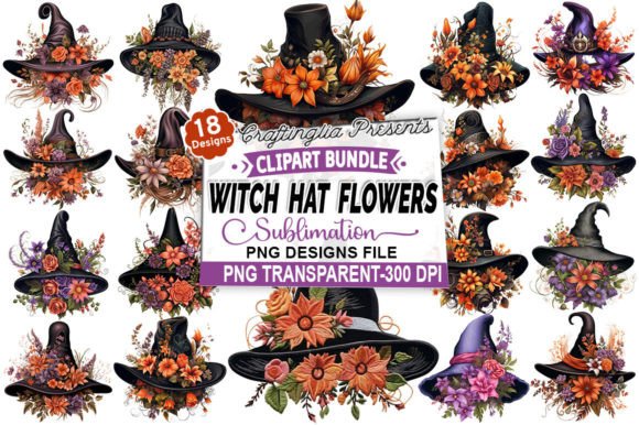 Embroidery Witch Hat Flowers Sublimation