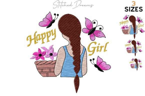 Happy Girl Embroidery Design