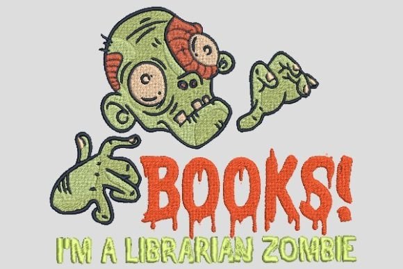 Horror Librarian Zombie Embroidery